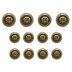 Twelve Presidential Design Metal Blazer Buttons with an eagle emblem shine in three rows on a white background, highlighting the elegance of gold-tone buttons.