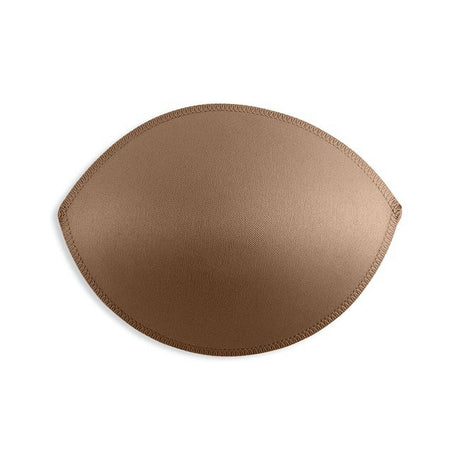 An Extra Padded Bra Cup Insert in brown with stitched edges, oval-shaped for discreet bust enhancement, is shown on a white background.