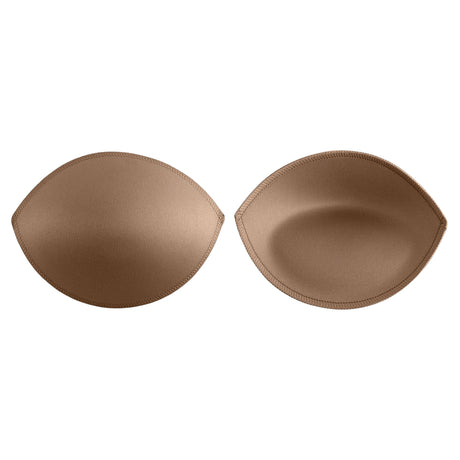 A pair of Extra Padded Bra Cup Inserts in brown, displayed side by side with one facing up and one facing down.