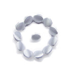Eleven Silk Satin Bridal Buttons, round and white, are arranged in a circular pattern with one button in the center on a white background.
