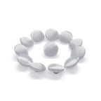Ten Silk Satin Bridal Buttons are arranged in a circle around one button on a white background, highlighting the classic elegance perfect for bridal design.