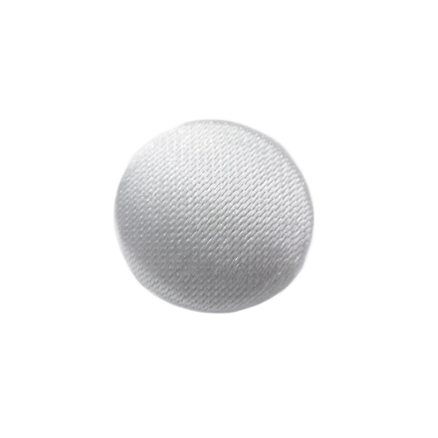 A round, white Silk Satin Bridal Button covered in fabric, shown on a plain white background.