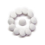 Eleven Taffeta Bridal Buttons are arranged in a circle around one on a white background, evoking the elegant details of a wedding dress.