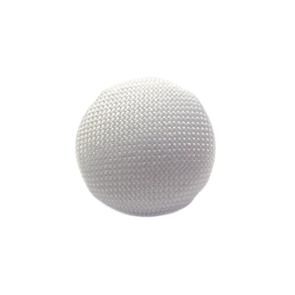 A Taffeta Bridal Button with a white, textured, bumpy surface reminiscent of silk fabric, displayed on a plain white background.