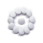 Eleven Taffeta Bridal Buttons, in crisp white and circular like mesh pads, are arranged in a ring with one button placed at the center.