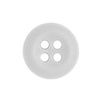 Uniform Shirt Buttons: white, four-hole melamine button shown on a plain white background, viewed from above—perfect for uniform shirts.