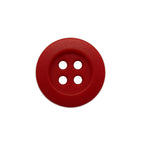 Rubber Shirt Buttons: Red, round, scratchproof with four center holes—perfect for children's clothing. Shown on a white background.