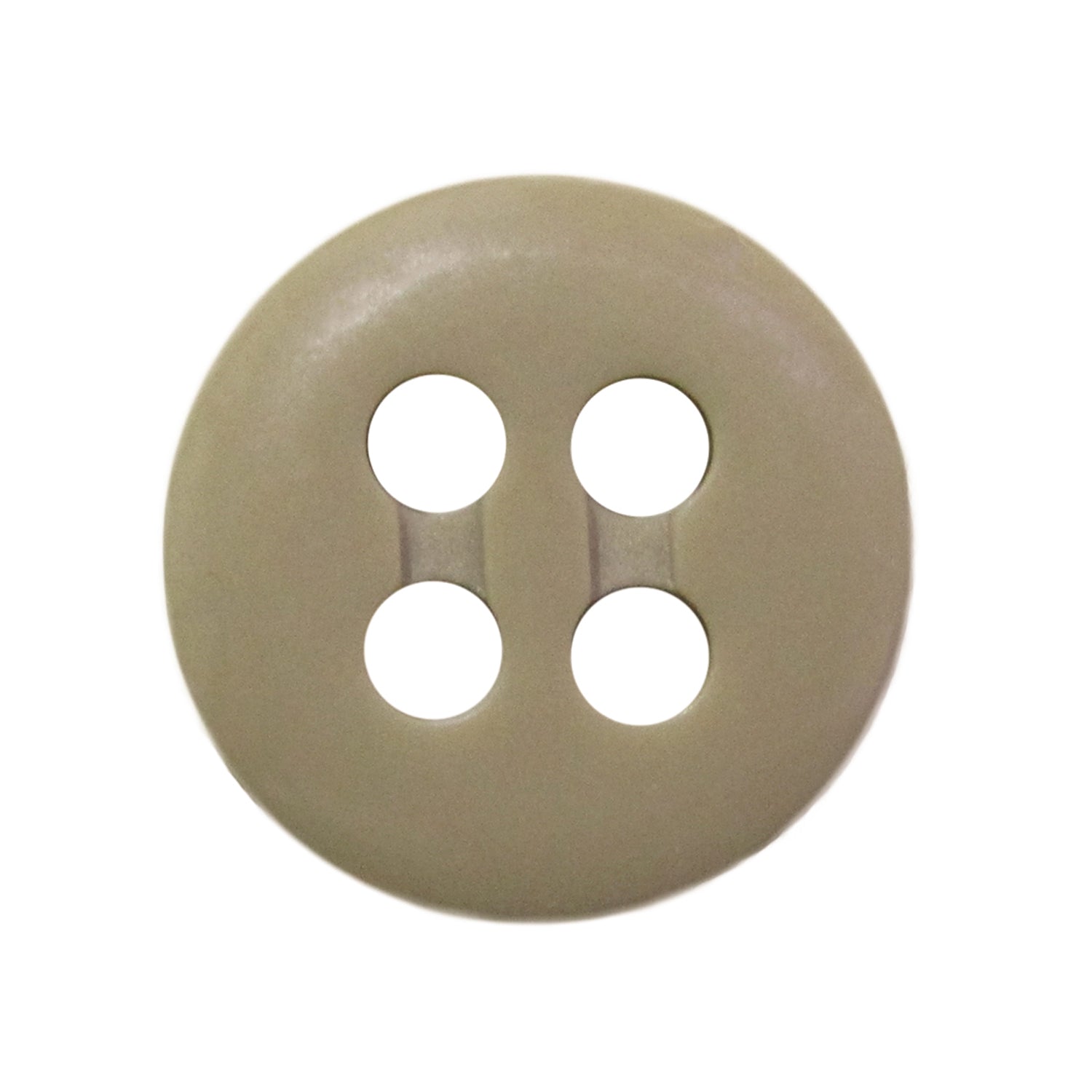 Beige, round Trouser Fly Pant Button with four holes, shown from above on a white background—perfect for replacing or upgrading your trouser fly buttons.