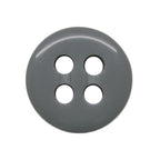 A round gray Trouser Fly Pant Button with four holes, shown from above on a white background.
