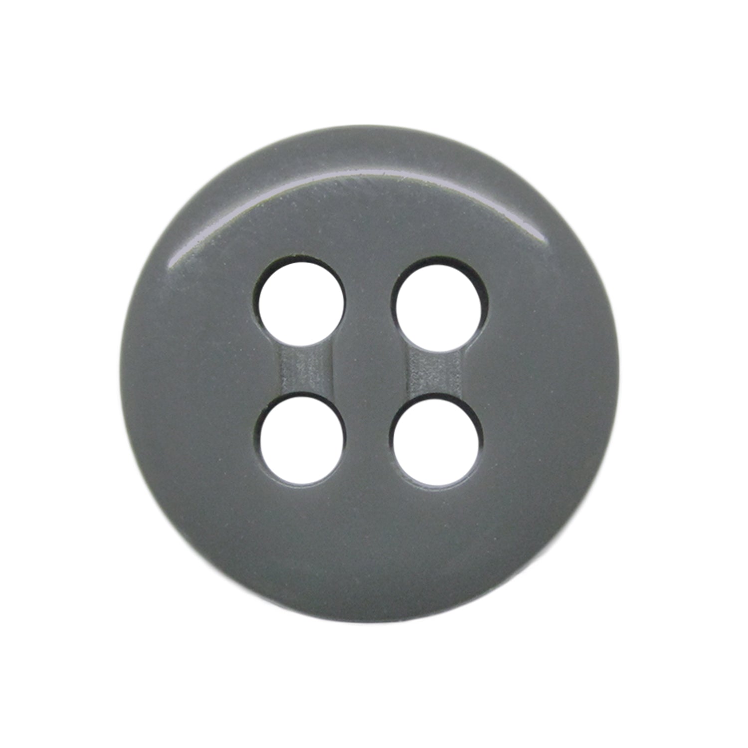 A round gray Trouser Fly Pant Button with four holes, shown from above on a white background.
