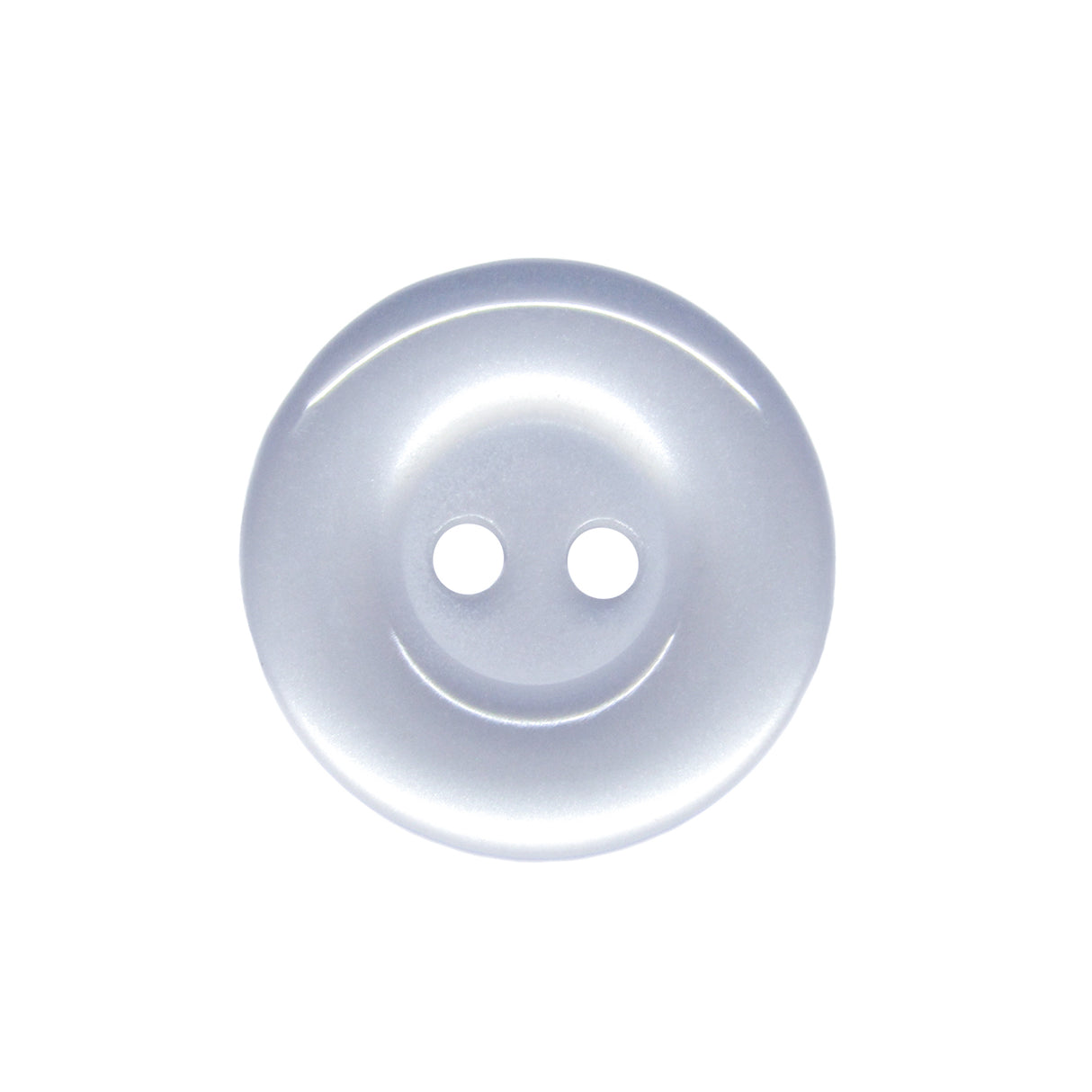 A shiny, white, two-hole Commercial Food Service Button viewed from above on a plain white background—ideal for classic work uniform needs.
