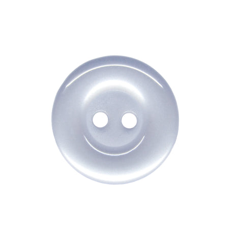 A shiny, white, two-hole Commercial Food Service Button viewed from above on a plain white background—ideal for classic work uniform needs.