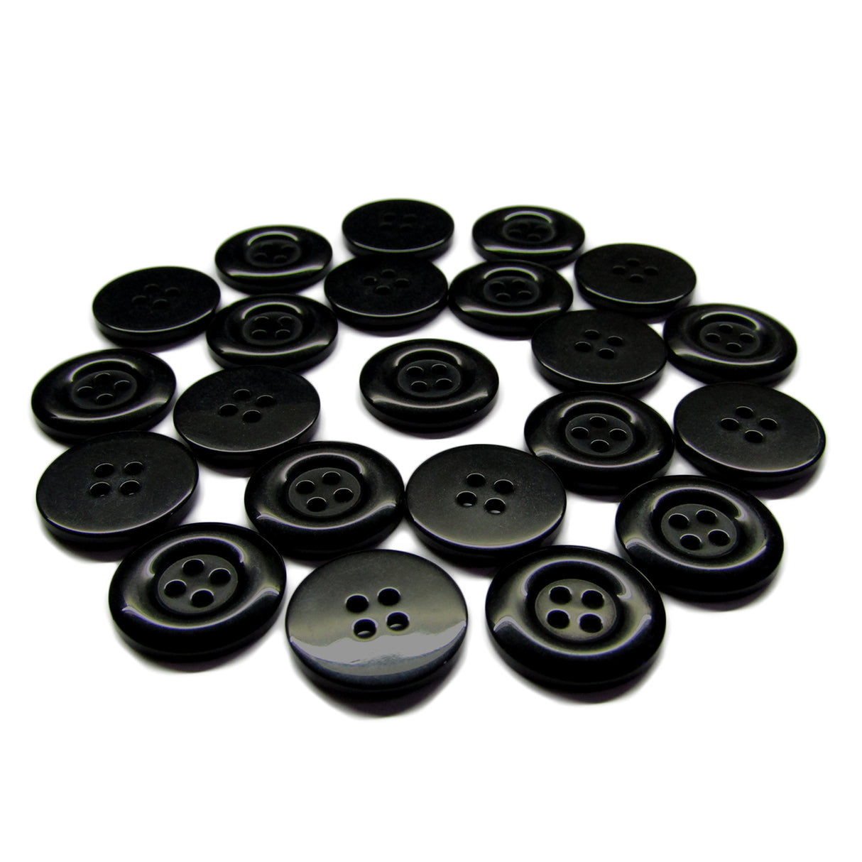 A set of Commercial Food Service Buttons made of black nylon is displayed in a circular arrangement on a white background.