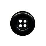 A black, round, four-hole Commercial Food Service Button on a white background—ideal for plain or work uniforms.