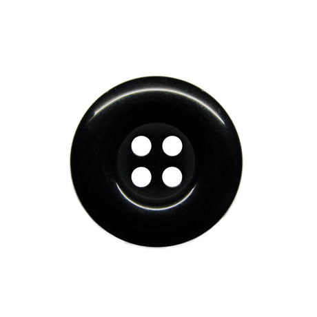 A black, round, four-hole Commercial Food Service Button on a white background—ideal for plain or work uniforms.