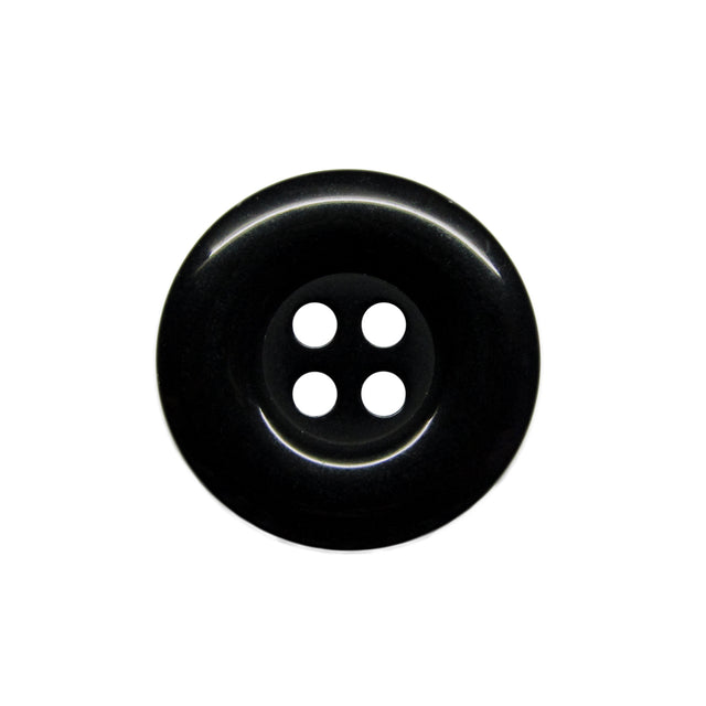 A black, round, four-hole Commercial Food Service Button on a white background—ideal for plain or work uniforms.