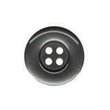 A round, dark gray Commercial Food Service Button made of black nylon with four holes, viewed from above on a white background—ideal for work uniform buttons.