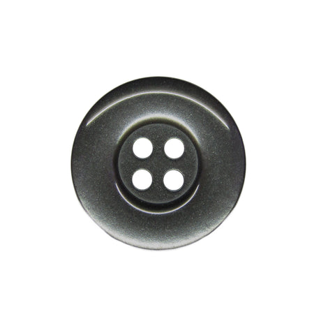 A round, dark gray Commercial Food Service Button made of black nylon with four holes, viewed from above on a white background—ideal for work uniform buttons.