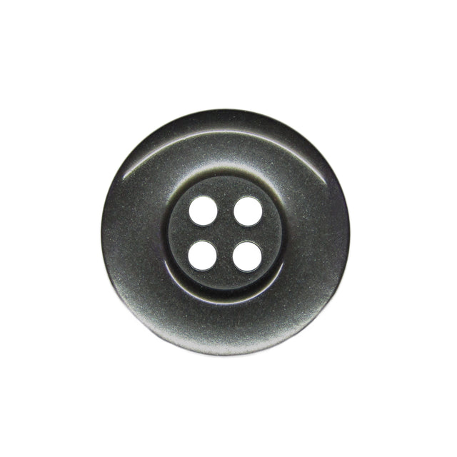 A round, dark gray Commercial Food Service Button made of black nylon with four holes, viewed from above on a white background—ideal for work uniform buttons.