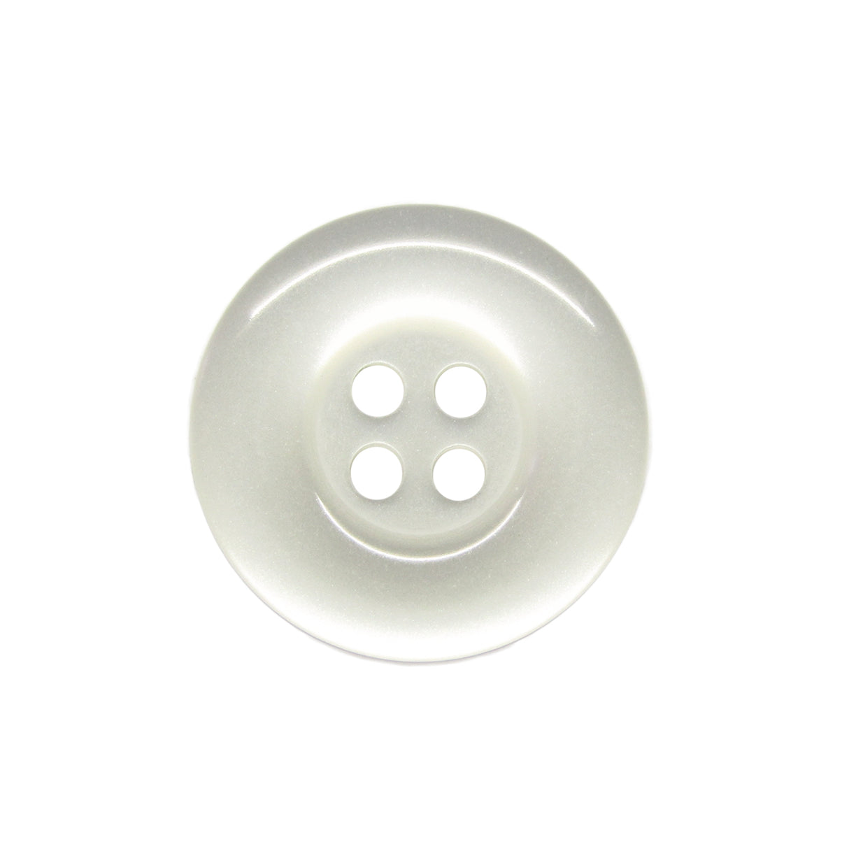 White, round, four-hole plastic Commercial Food Service Button on a plain white background—ideal for work shirts and uniforms.