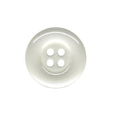 White, round, four-hole plastic Commercial Food Service Button on a plain white background—ideal for work shirts and uniforms.