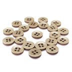 A set of brown, four-hole Workshop Uniform Shirt Buttons made from durable nylon, arranged in a loose circular pattern on a white background.