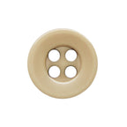 A beige, round Workshop Uniform Shirt Button with four center holes, made from durable nylon, displayed on a white background.