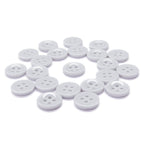 Workshop Uniform Shirt Buttons: round, white, durable nylon with four holes each, scattered on a white background.