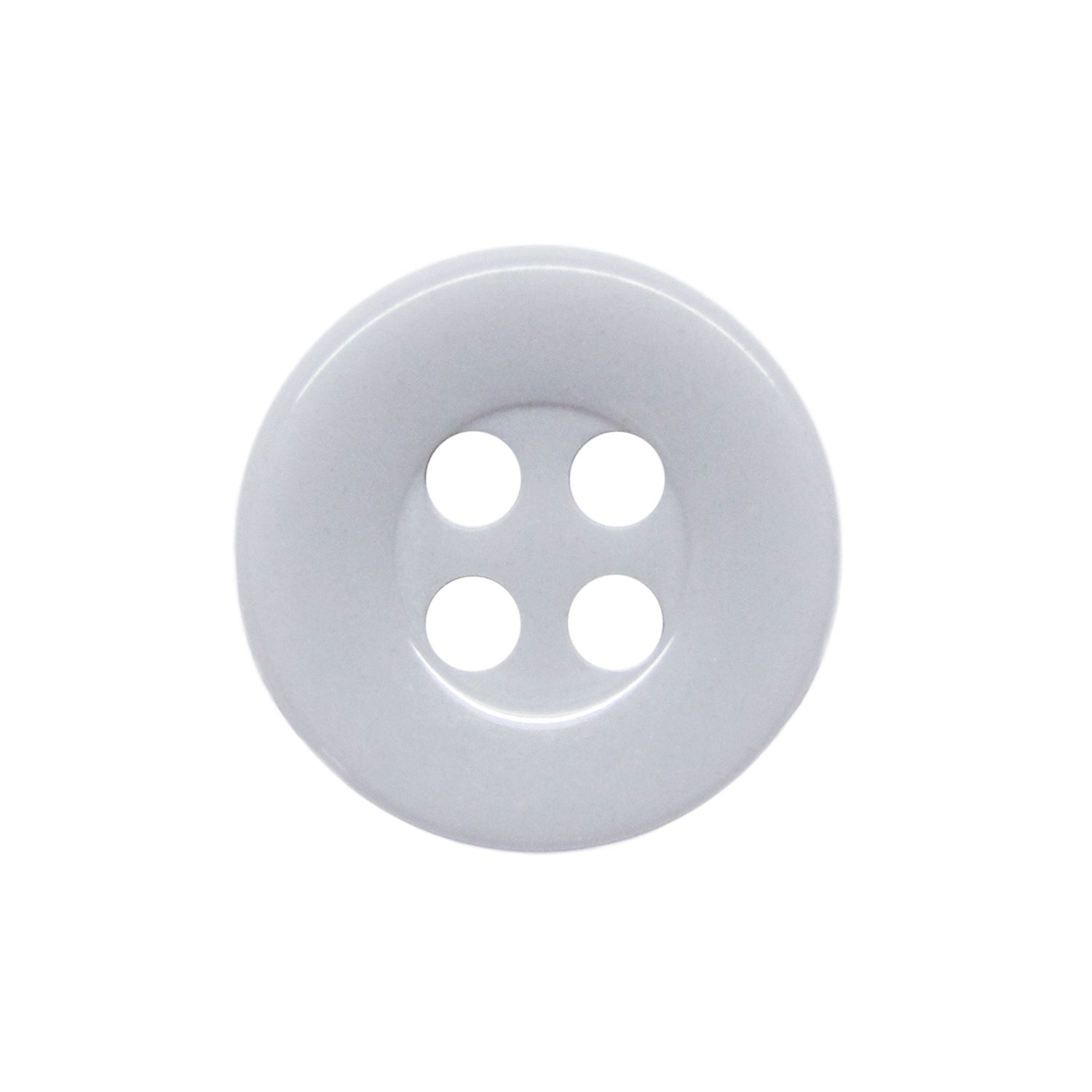 The Workshop Uniform Shirt Buttons are durable, white, round nylon buttons with four center holes—ideal for use on workshop uniform shirts.