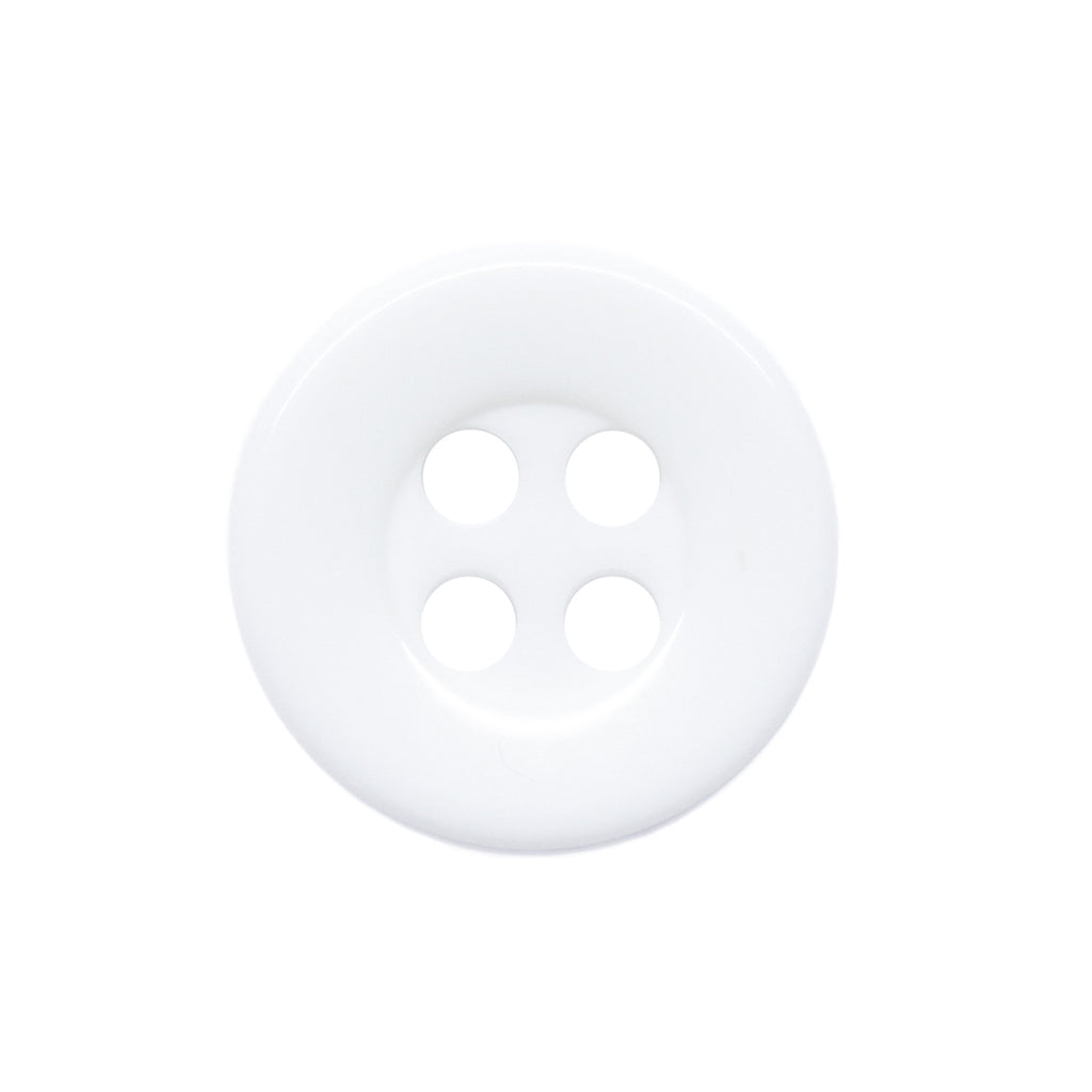 Workshop Uniform Shirt Buttons are plain white, four-hole, and made from durable nylon—ideal replacements for uniform shirts.