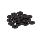 Cargo Utility Pant Buttons—black, four-hole nylon plastic buttons arranged on a white background; ideal replacements for shirts or cargo pants.