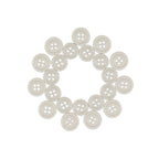 Twenty beige Cargo Utility Pant Buttons made of nylon plastic, arranged in a circle on a white background—ideal as replacement buttons for various garments.