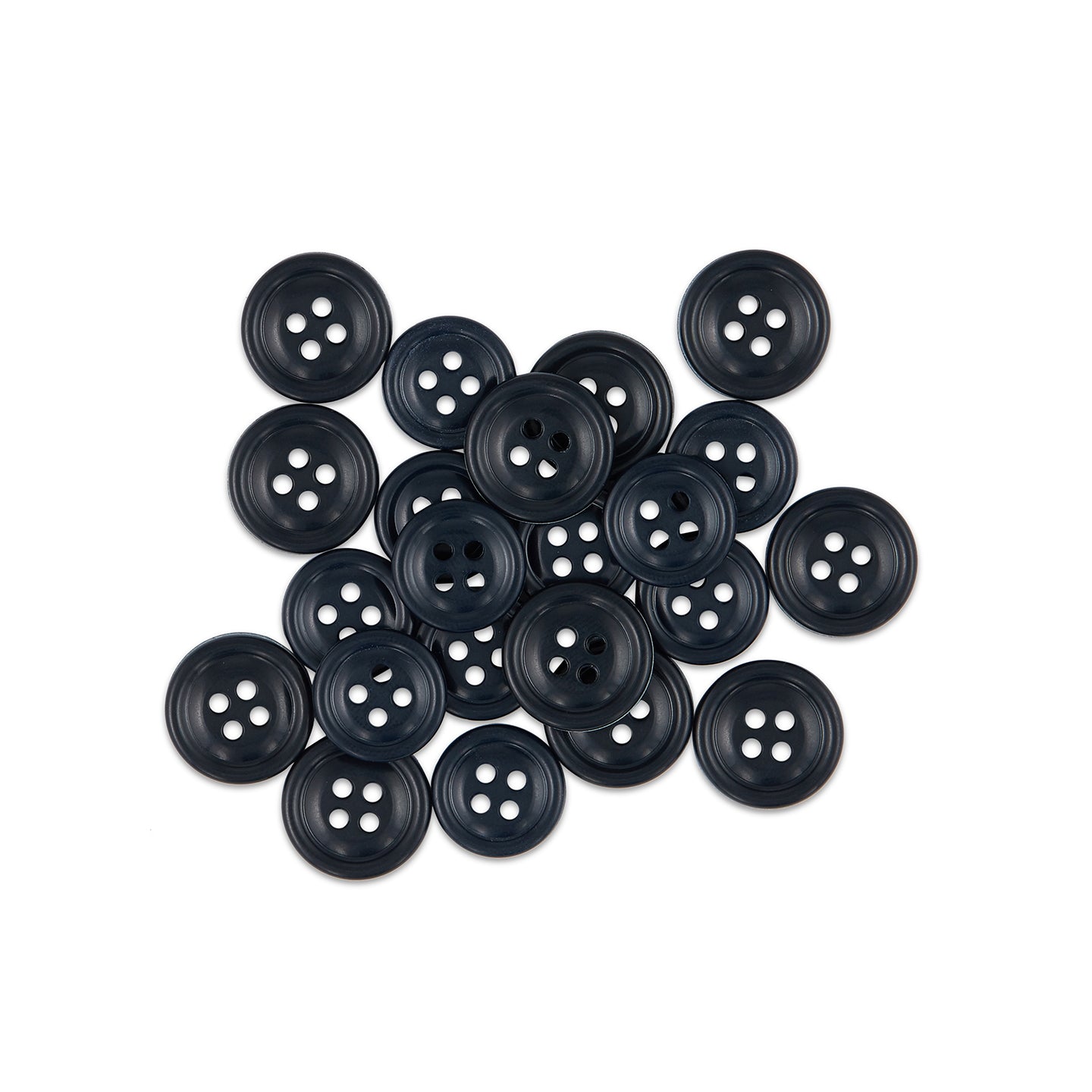 Cargo Utility Pant Buttons—black nylon plastic replacements for cargo pants—are scattered on a white background.