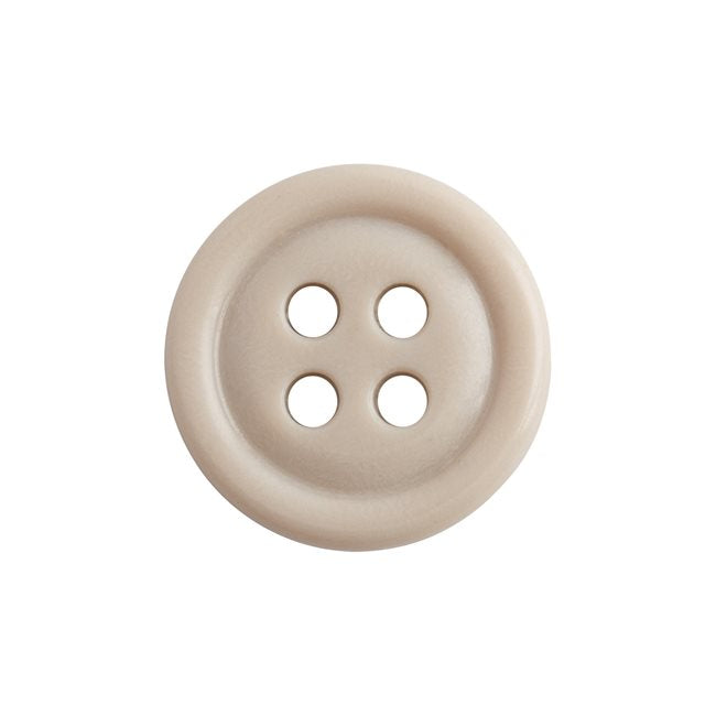 Cargo Utility Pant Buttons: Beige round nylon plastic buttons with four holes, perfect replacement for cargo pants. Shown on a white background.