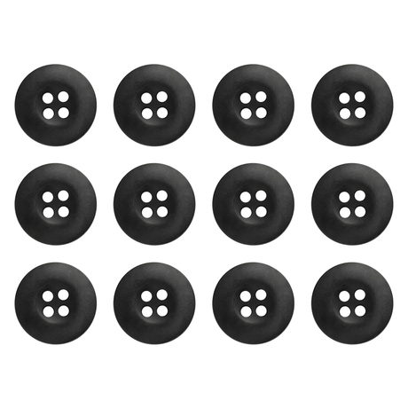 Twelve Tactical Buttons in black, each featuring four holes, are arranged in a 3x4 grid on a white background.