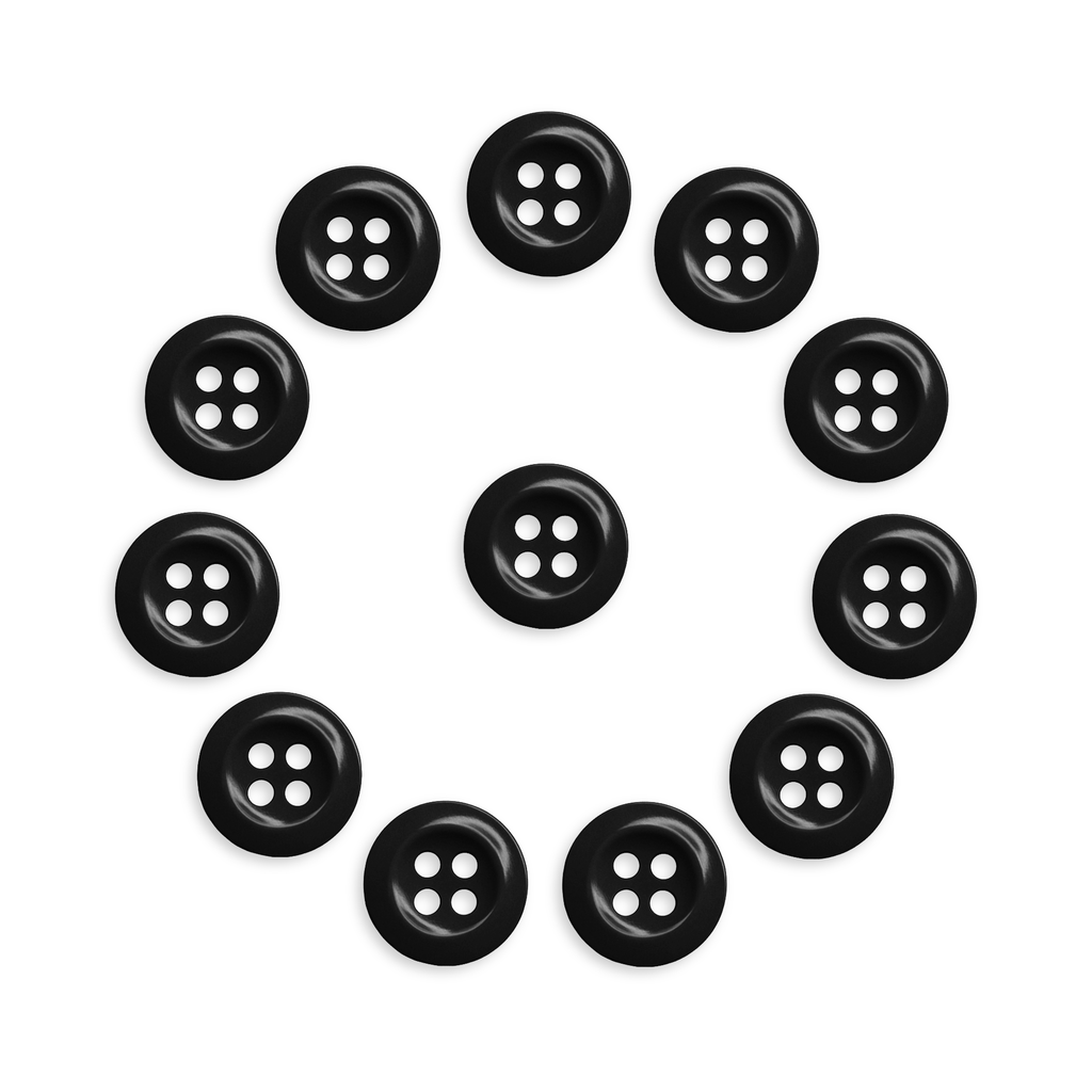 The Work Shirt Buttons 12 Pack features twelve durable replacement buttons arranged in a circle around one central button, all displayed on a white background.