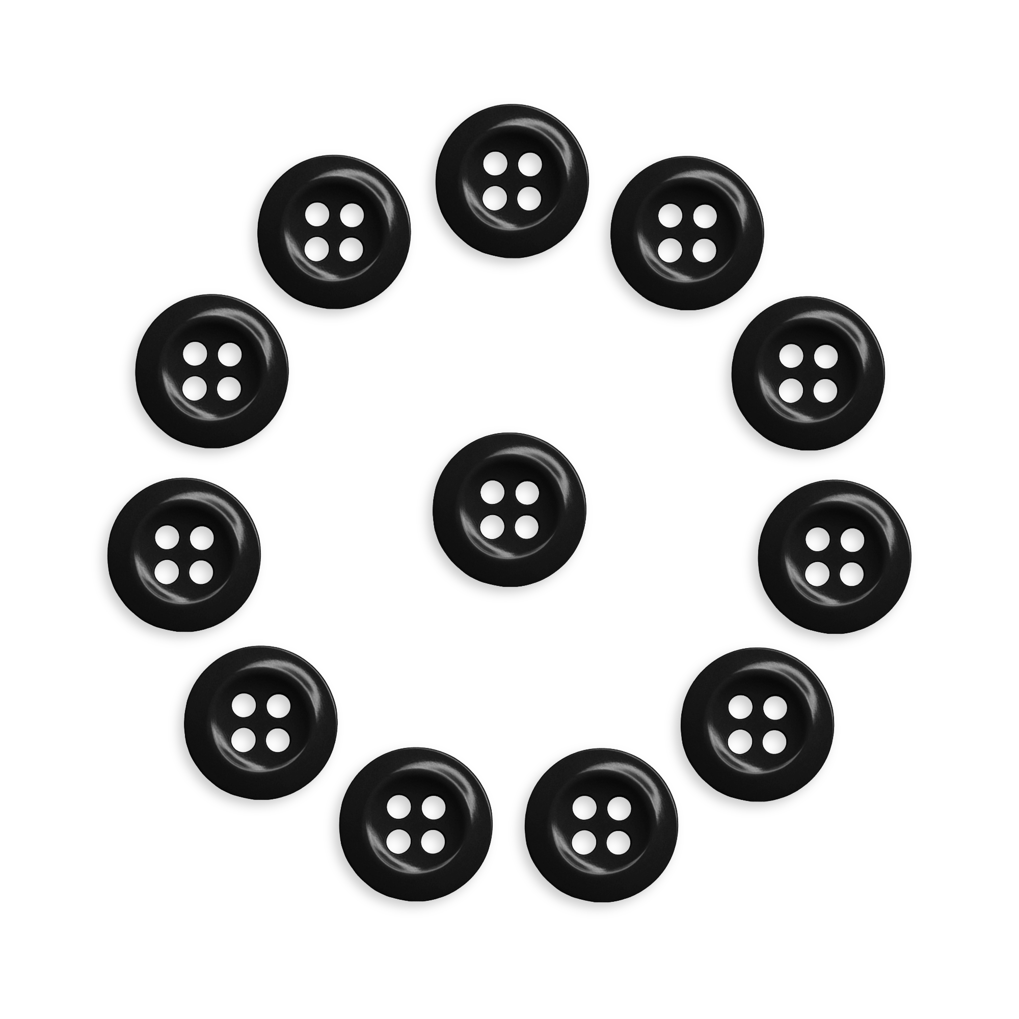 The Work Shirt Buttons 12 Pack features twelve durable replacement buttons arranged in a circle around one central button, all displayed on a white background.