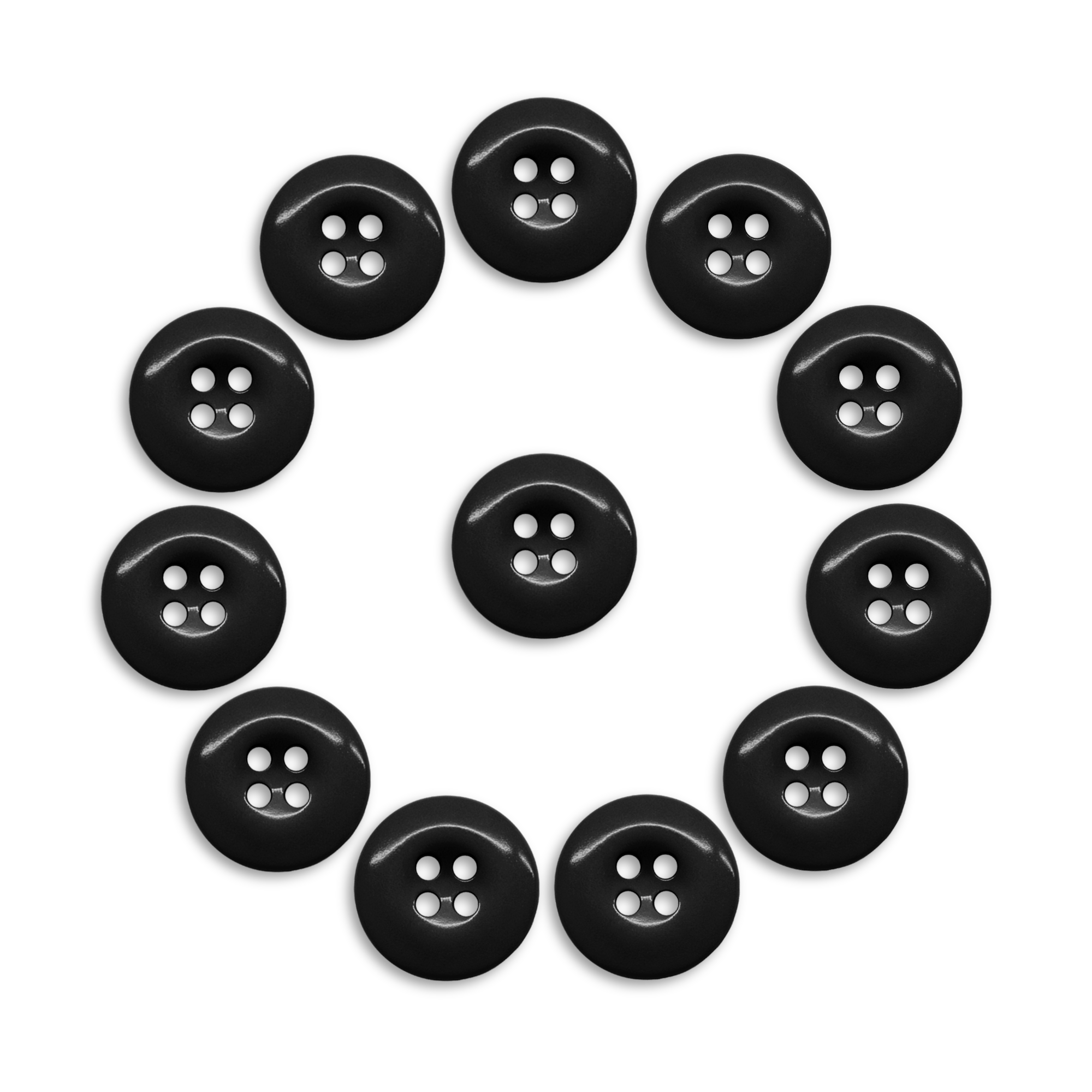 Twelve Work Pants Buttons arranged in a circle on a white background.