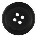 Premium Suit Buttons: Large black button with four center holes, viewed from above on a white background.