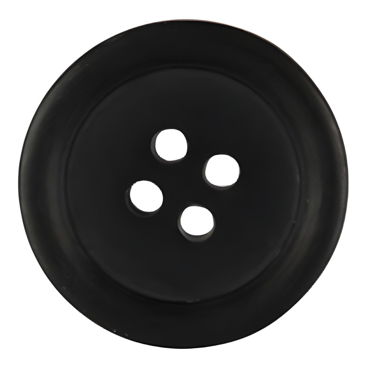 Premium Suit Buttons: Large black button with four center holes, viewed from above on a white background.