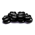 A 12 pack of black, four-hole Work Shirt Buttons stacked on a white background.