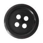 The Standard Suit Buttons are round, black, and feature four holes—ideal replacement buttons for suit jackets or black blazers, shown from above on a white background.