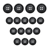 Fourteen Vegan Faux Horn Suit Buttons in four rows, sorted largest to smallest—ideal for ethical sewing projects or sustainable suits.