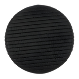 A round, black Tuxedo Suit Button with textured horizontal ridges is shown against a white background, resembling classic formalwear buttons.