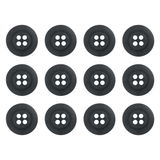Twelve Khakis, Chinos and Casual Cotton Pant Buttons, black nylon sewing buttons, arranged in a 3x4 grid on a white background—ideal replacements for khaki pants.