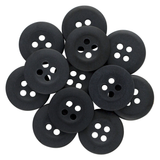 A cluster of round, four-hole Khakis, Chinos and Casual Cotton Pant Buttons—perfect replacements for nylon sewing projects or sturdy khaki pants.
