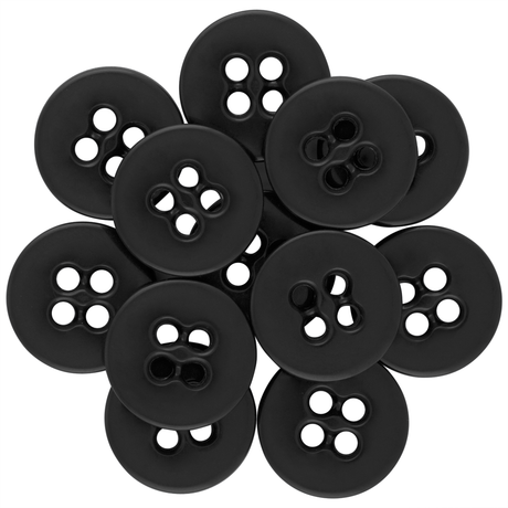 A group of Suspender Brace Pant Buttons in black, displayed in an overlapping circular pattern against a white background.