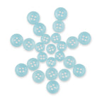 Replacement Shirt Buttons with a light blue matte finish arranged in a snowflake shape on a white background.