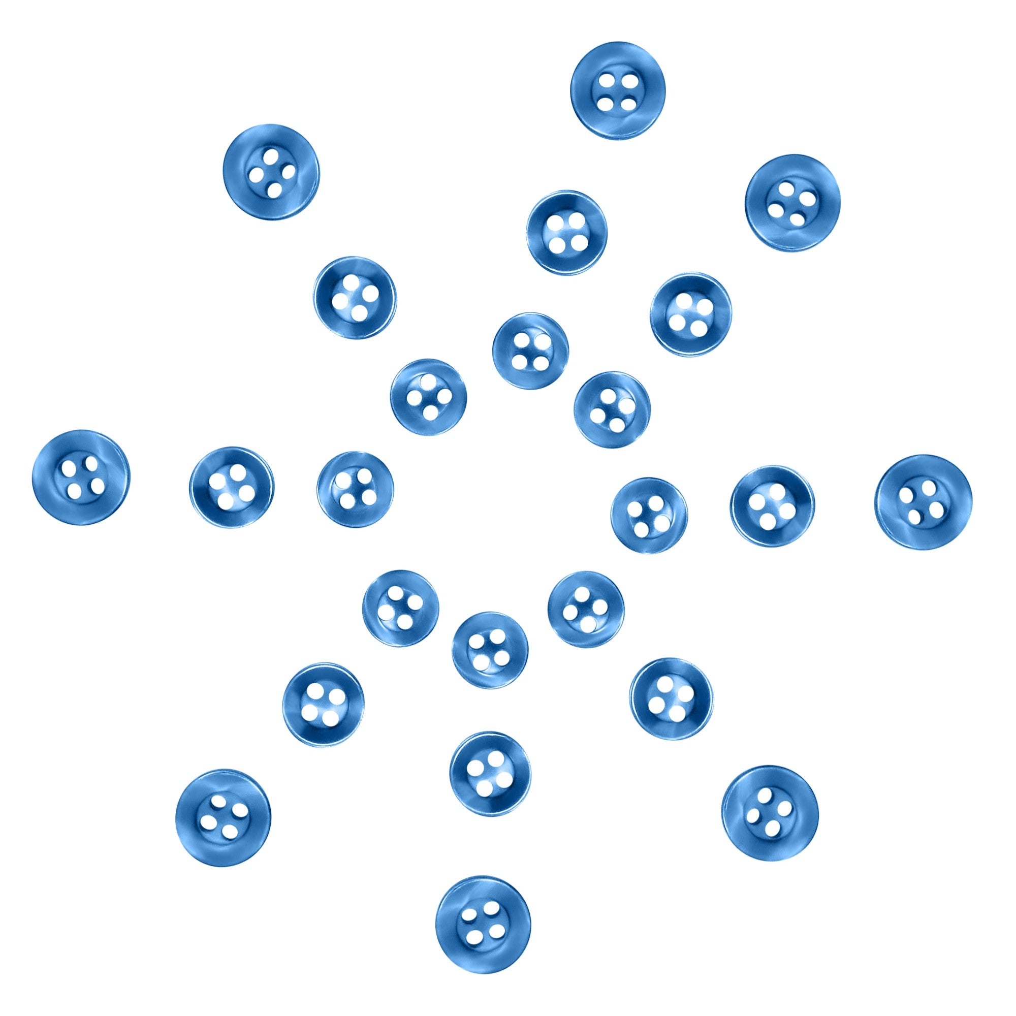 Twenty-four Replacement Shirt Buttons with a matte finish, arranged in a starburst pattern on a white background.