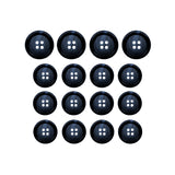 Fifteen Luxury Suit Buttons in black vegan material are arranged in a 4x4 grid with one space empty, displayed on a white background.